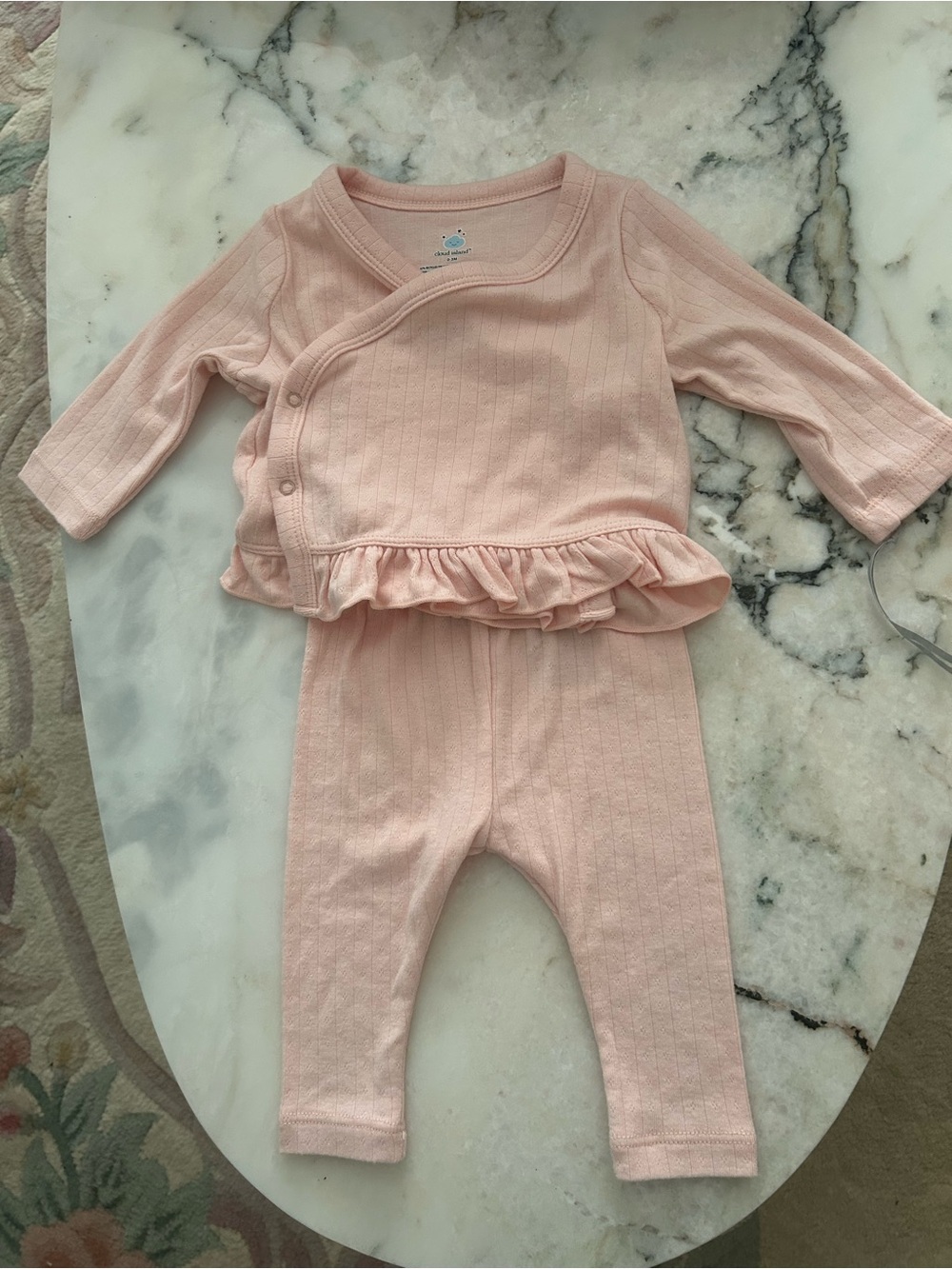 NWOT Cloud Island Baby Pink Ruffle Kimono Set Sz 0-3M. C:5024A